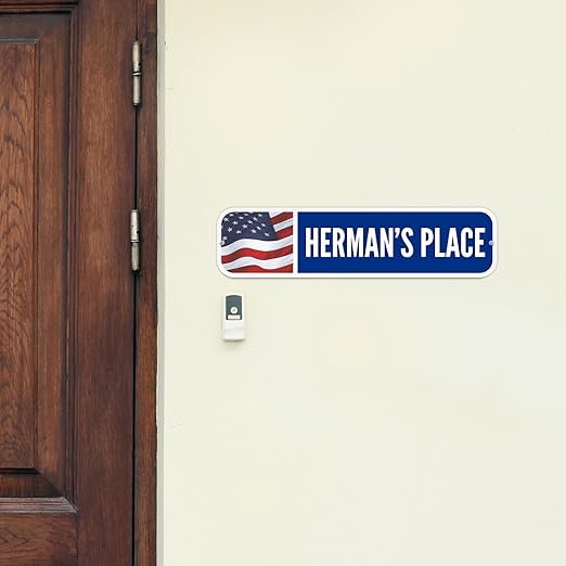 SmartSign Customize Your Own Blue Street Sign with USA Flag | 6" x 24" 3M EG Reflective Aluminum