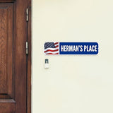 SmartSign Customize Your Own Blue Street Sign with USA Flag | 6" x 24" 3M EG Reflective Aluminum