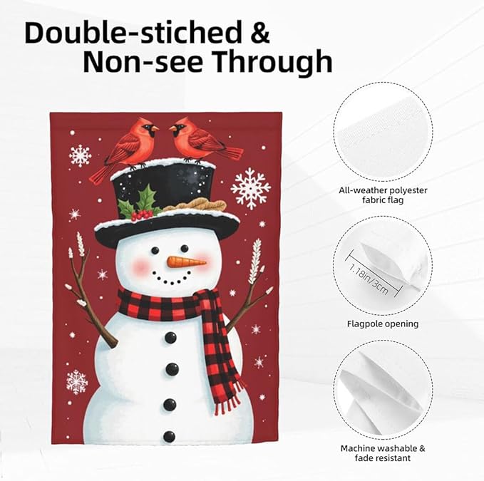 Gkyygk Snowman Red Winter Christmas Welcome Garden Flag 12x18 Inch Banners Small Yard Flag Burlap Farmhouse Outdoor Lawn Patio Decor