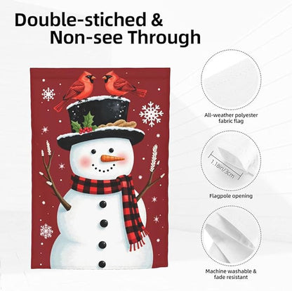 Gkyygk Snowman Red Winter Christmas Welcome Garden Flag 12x18 Inch Banners Small Yard Flag Burlap Farmhouse Outdoor Lawn Patio Decor