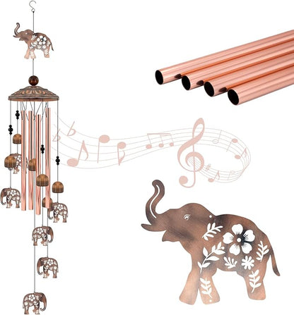 Elephant Wind Chimes for Outside, Elephant Gifts for Women/Mom/Grandma Birthday Gifts,Memorial Gift,Soothing Bass Tones Outdoor Metal WindChimes for Home, Lawn, Porch, Patio, Garden,Yard Decor(35")