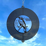 Personalized Raven Metal Wind Spinner, Custom Outdoor Ornament for Yard Display, Kinetic Bird Sculpture, Gothic Garden Gift (Raven Garden Wind Spinner)