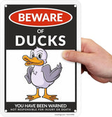 SmartSign Funny Beware Of Ducks Warning Sign - 10"x7", 40 mil Laminated Rust-free Aluminum - Metal Signs for Wall Decor, Outdoors, Patio, Gifts, Cafe - Ducks Theme, Made in USA