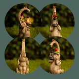 Banax Elephant Solar Garden Ornaments with Lanterns 11 in Elephant Garden Statues Outdoor Figurines with Solar Powered LED Lights for Garden Decor Durable Resin Outdoor Statues for Patio Yard