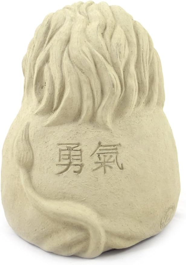 Modern Artisans Meditating Lion - Cast Stone Garden Sculpture : Large Size, Antique Beige Finish