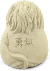 Modern Artisans Meditating Lion - Cast Stone Garden Sculpture : Large Size, Antique Beige Finish