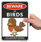 SmartSign Funny Beware Of Birds Warning Sign - 10"x7", 40 mil Laminated Rust-free Aluminum - Metal Signs for Wall Decor, Outdoors, Garden, Patio, Gifts, Cafe - Birds Theme, Made in USA
