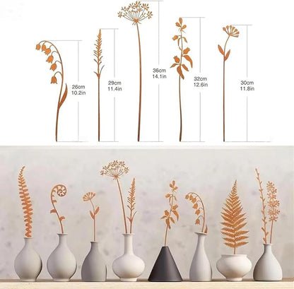 5Pcs Garden Decor Metal Flowers for Outside,Decorative Garden Stakes,Flower Bed Decor Plant Stakes,Metal Art for Outside,Yard Art Outdoor for Lawn Yard, Walkway and Flower Garden