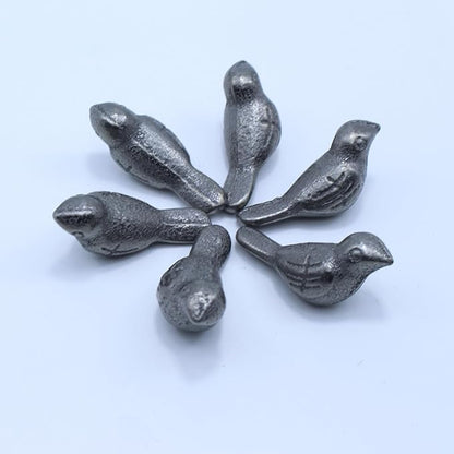 DoubleWood Cast Iron Bird Figurine, 2 Inch Decorative Birds Sculpture, Metal Mini Bird Garden Statue, Farmhouse Decor, Collectible Animal Figurines Outdoor Statues (Set of 6)