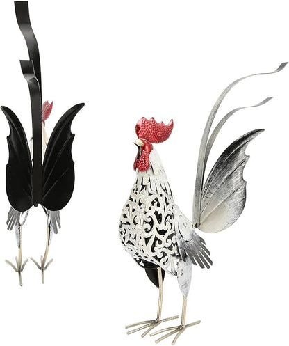 Chicken Decor, 15.6 x 19.7 x 4.6in Iron Garden Sculptures Statues Rooster Decor Extra Large Outdoor Sculptures Metal Yard Decor Ornaments Outdoor Sculpture, Rooster Ornament