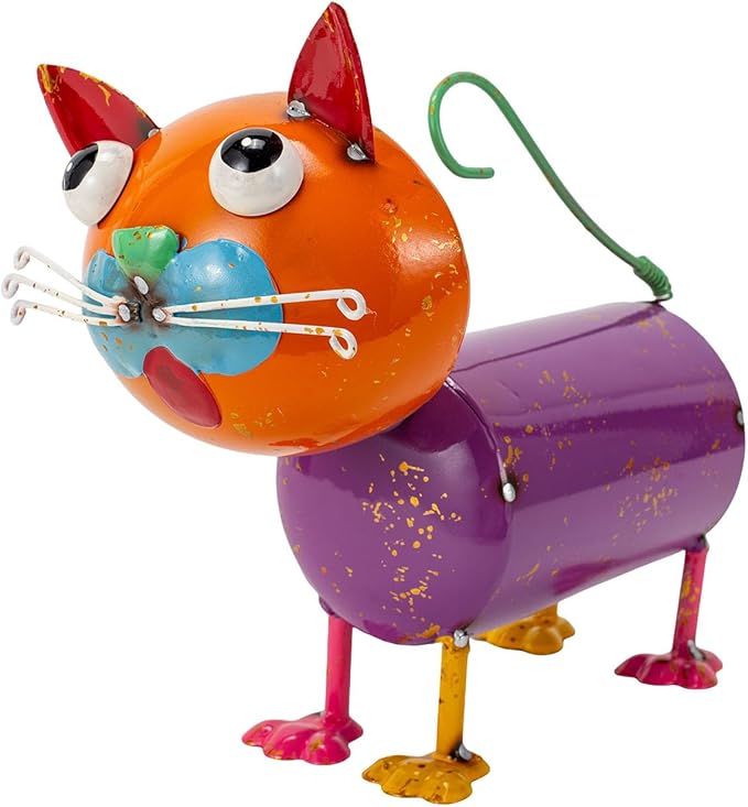 Yard Decorations Outdoor Metal Cat Statue Animal Sculptures Garden Decor for Outside, Weatherproof Yard Art Statues for Patio Porch Lawn Cat Gifts