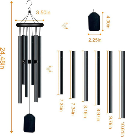 Garden Wind Chimes with 6 Aluminum Alloy Tubes and Hook,Memorial Wind Chimes for Home Decor Garden Patio Outdoor