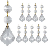M METERXITY 10PCS Crystal Suncatcher 2 Leaves Prisms Pendants Ornament, 38mm Chandelier Hanging Crystal Sun Catcher Beads for Home Garden Windows Wedding DIY Decoration [EP Grey]