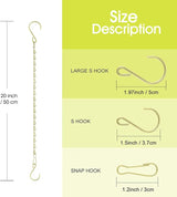 RIFNY 20 Inch Gold Chain for Hanging Plants, Small Plant Chains for Hanging Baskets Kits with Hooks for Bird Feeders Planters Billboards Lanterns Wind Chimes Ornaments Outdoor Indoor Use (5 PCS)
