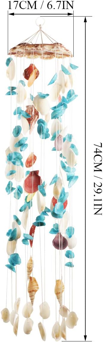 Jangostor Seashell Wind Chimes Multi Color Handmade Wind Chimes, for Garden Bar Store Hanging Ornament Home Decor Beach Decoration Party Gift (6.7 x 29 Inches)