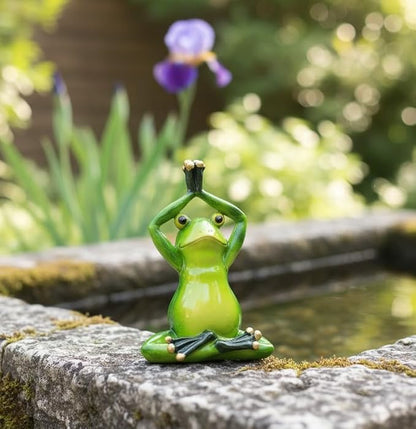 Yoga Frog Statue Outdoor Decor,5.5''(H) Yoga Frog Garden Sculptures for Yard Lawn,Resin Animal Figurines Home Porch Patio Table Art Decorations