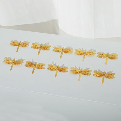 10pcs Gold Dragonfly Suncatcher Hanging Window Pendant DIY Metal Part Ornament Gifts