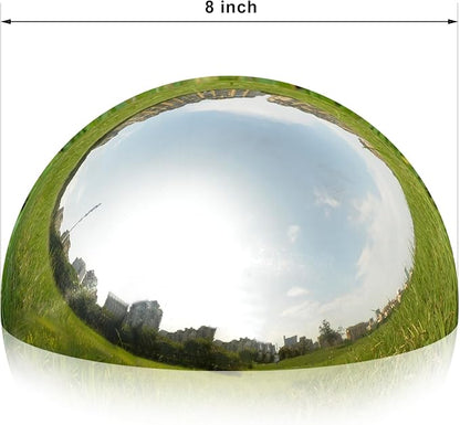Nerien 8 Inch Gazing Ball, Stainless Steel Garden Mirror Globe, Polished Ornament Sphere, Hollow Floating Reflective Hemisphere for Home Outdoor Pond Housewarming Swimming Pool Decoration, Silver