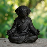 OLOMA Heavy Solid Concrete Dog Statue Meditation Inspired Stone Sculpture with Protective Resin Coating Outdoor Indoor Decor Accent for Garden and Interior Setting Decorative Garden Accent Feature