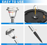DERAYSION Solar Lights Outdoor Waterproof, Brushed Stainless Steel Glass Solar Pathway Lights, Auto On/Off Long-Lasting Outdoor Solar Lights for Garden, Landscape, Path, Yard 6 Pack