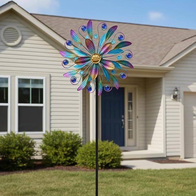 Metal Wind Spinners for Outdoor, 360° Spinning Wind Sculpture with Sturdy Metal Stake, Art Decor for Garden, Yard, Patio, Lawn - Ideal Gift for Family & Friends
