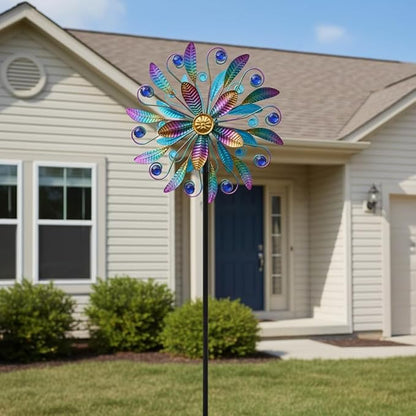 Metal Wind Spinners for Outdoor, 360° Spinning Wind Sculpture with Sturdy Metal Stake, Art Decor for Garden, Yard, Patio, Lawn - Ideal Gift for Family & Friends