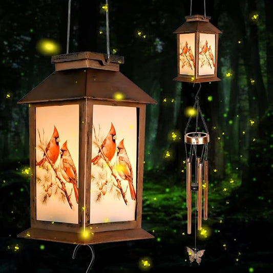 Cardinal Wind Chime Outdoor Solar Energy, Gifts for Women, Mothers, Grandmothers and Fathers, Garden Outdoor Decoration, Christmas, Mother's Day, Thanksgiving and Birthday Gifts
