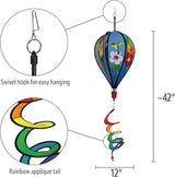In the Breeze Hummingbird Flowers 6-Panel Kinetic Hot Air Balloon Wind Spinner,11" W x 17" H, 26" Tail,1047