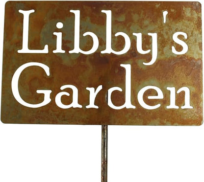 Classic Metal Garden Markers Clearance Items 20 to 33 Inches Tall (Libby's Garden 21", Naturally Rusted)