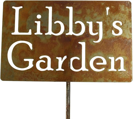 Classic Metal Garden Markers Clearance Items 20 to 33 Inches Tall (Libby's Garden 21", Naturally Rusted)