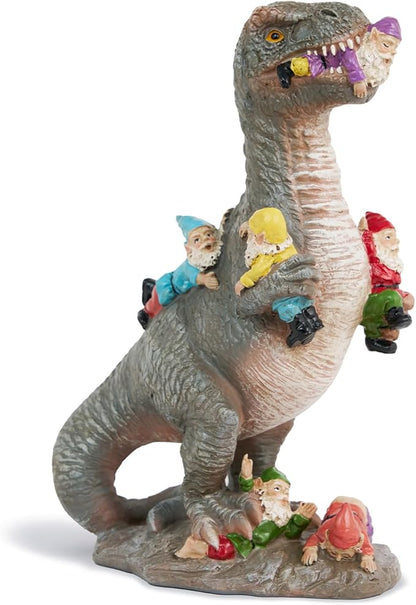 Dinosaur Garden Gnome Statue 12”, Outdoor Yard & Garden Decor, Patio Lawn Decoration, Gardening Gifts for Women, Housewarming Present