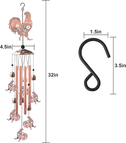 for Women,Chicken Wind Chimes Outdoor Birthday Gifts for Men/Mom/Grandma Rooster Metal WindChimes Outside/Indoors, Lawn, Patio, Garden Decor, Yard Decorations