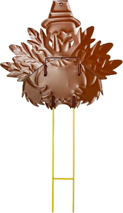Fall Harvest Thanksgiving Metal Pumpkin Welcome Sign with Turkey Stakes Yard Decorations 28.5''H, Set of 2