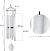 ASTARIN Premium 45-Inch Deep Tone Wind Chimes with 6 Metal Tubes - Elegant Memorial Chime for Mom, for Housewarming and Christmas Silver