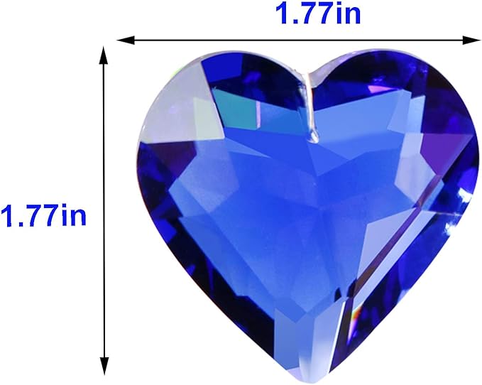 Together-life 2 Pack Heart Crystal Ball Prism Pendant, Clear Glass Crystal Suncatcher Rainbow Maker for Window, Indoor Outdoor Garden Hanging Décor(Blue)