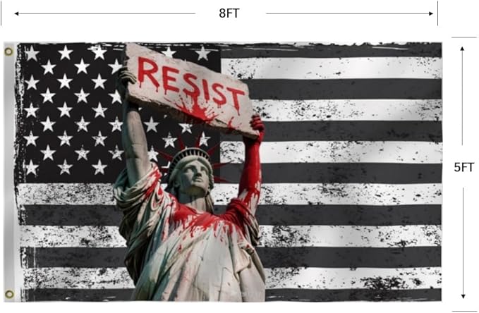 Resist Flag 5X8Ft, Protest American Flag,Statue of Liberty Design Flags, Men Women Banner,Vibrant Colors, Double Stitched with 2 Brass Grommets, Bar Garden Street Decoration, GYM, Office Decor,Indoor Outdoor Use,Gifts. (5x8ft)