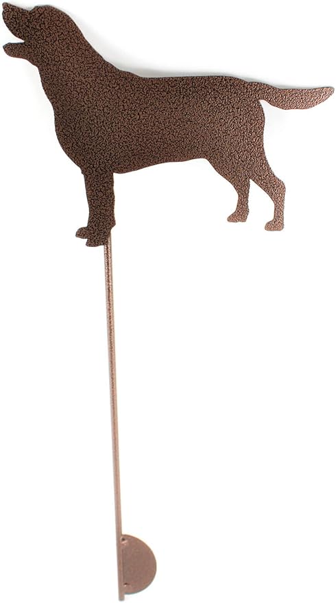 Pets and Farm Animals Metal Garden Landscape Stake (9" Wide Labrador Dog on Stake, Copper)