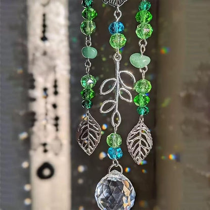 Crystal Sun Catcher, Angle Design Garden Hanging Rainbow Maker Ornament, Decorative Hanging Prism for Windows, Outdoors, Patio, Wedding, Party Decor (Green)