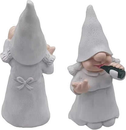 MINICAR Drinking Gnome Statue Female, Funny Outdoor Garden Yard Lawn Sculpture Decoration Home Decor Naughty Gifts, 6.3 Inch Tall