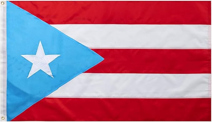 Light Blue Puerto Rico Puerto Rican Flag 3x5 FT for Outside - Heavy Duty Nylony Puerto Rican National Flags with Embroidered Stars & Sewn Stripes, Brass Grommets - Vibrant Outdoor PR Flags for All Weather