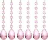 PATIKIL Teardrop Crystal Chandelier Pendants Beads, 6 Pack 160mm Length 38mm Chandelier Prisms Parts Ornaments Hanging Beads for DIY Arts Crafts Decoration, Pink