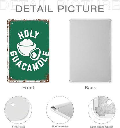 Retro Metal Tin Sign Holy Guacamole GUAC AND ROLL! Funny Wall Decor for Home,Garden,Patio,Yard,Office,Vintage 8x12 Inches Room Decorations