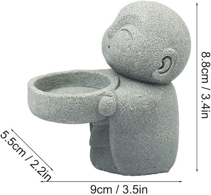 Mini Monk Buddha Statue Sandstone Statues Zen Monk Praying Statue Sculptures for Wealth Good Luck Feng Shui Decor Home Fish Tank Aquarium Garden (Style 16)