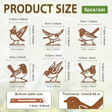 6 Pcs Robins Fence Decor, Outdoor Garden Metal Bird Decoration, Metal Art Ornament for Yard, Double-Side Design