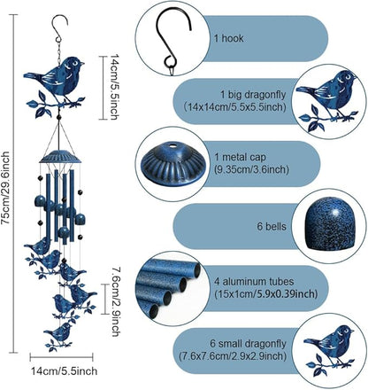 OLYCRAFT Bird Metal Wind Chimes Outdoors Wind Chime Sympathy Memorial Windchime Outdoors Sympathy Windbell Memorial Presents Hanging Windbell for Patio Backyard Home Garden Yard Wedding Decor-30 Inch