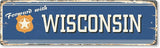 SmartSign 4 x 14 inch Forward With Wisconsin State Vintage Metal Sign, 40 mil Rustproof Aluminum with Clear Overcoat, Retro Wall Décor, Multicolor, Made in USA