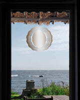 Stainless Steel Wind Spinner for Yard Garden Decoration, Cappuccino Color Gradient Round Wind Sculpture Spinner 3D Crafts Hanging Ornaments for Indoor Outdoor, 8 Inch