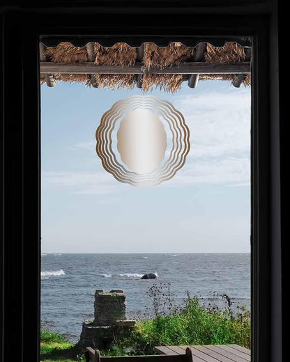Stainless Steel Wind Spinner for Yard Garden Decoration, Cappuccino Color Gradient Round Wind Sculpture Spinner 3D Crafts Hanging Ornaments for Indoor Outdoor, 8 Inch