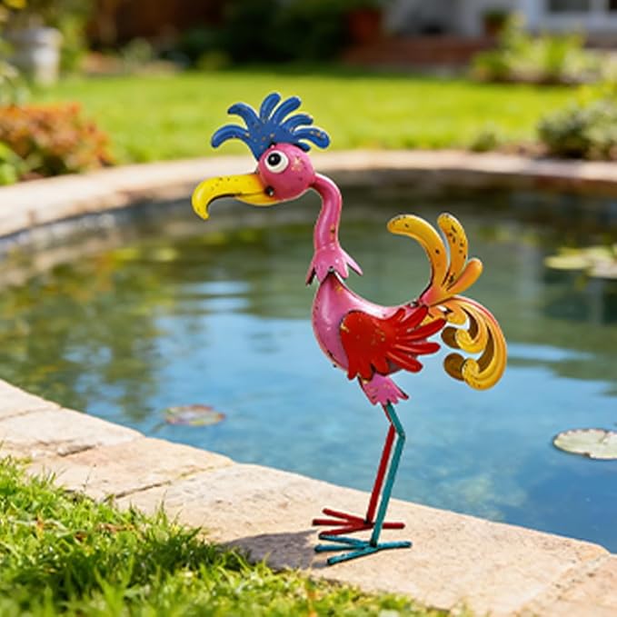 20'' Tall Metal Rooster Statue, Funny Rooster Sculpture Garden Decor, Metal Yard Art for Farmhouse, Lawn, Garden
