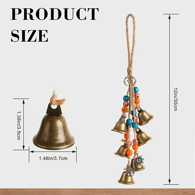 2 Pieces Witch Bells for Door Knob for Protection Handmade Decorative Door Hanging Bell Witch Wind Chimes for Boho Home Room Decor(Colorful)